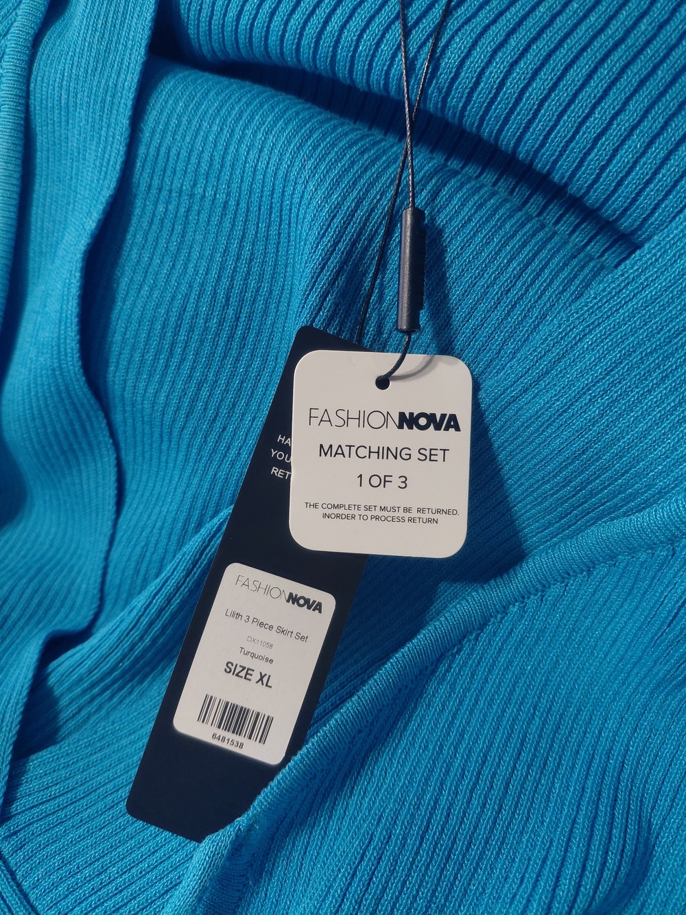 Fashion Nova Turquoise Ribbed Crewneck Sweater - Matching Set